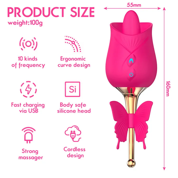 Other Sex Toys Nipple Clitoral Sucking Tongue Vibrator Sex Toy Adult Rose Vibrators In Sex Products Women