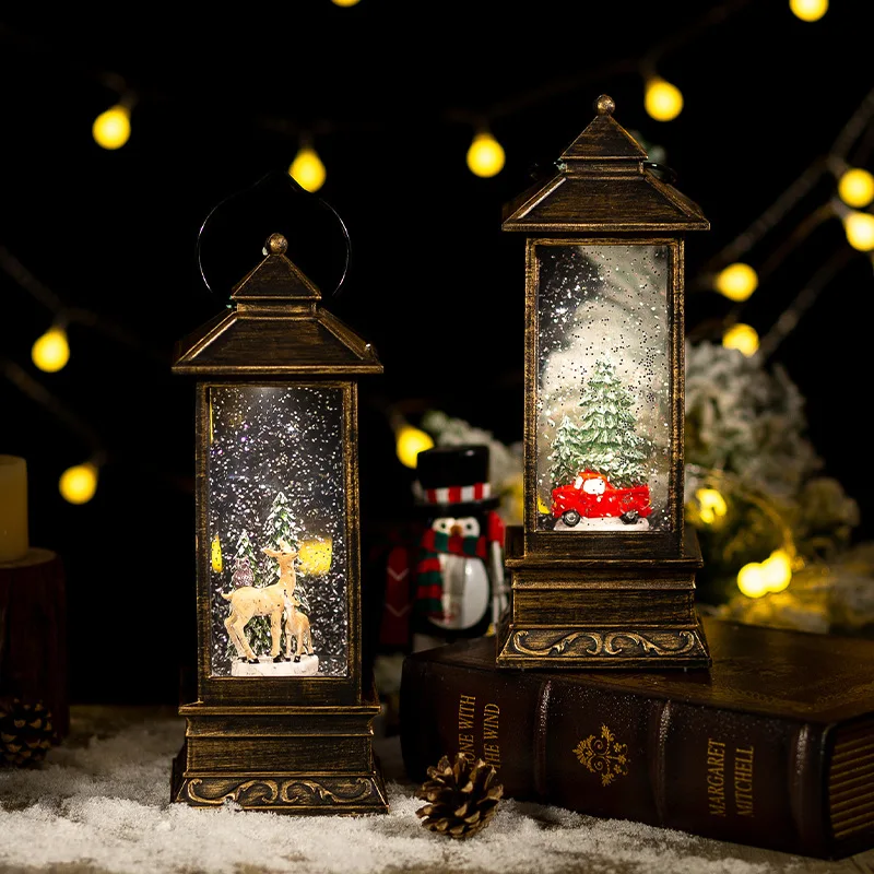 2024 Hot Sale Christmas Decoration Gifts Crafts Plastic Music Lamp Christmas Snow Globe Water Lantern Christmas Decorations