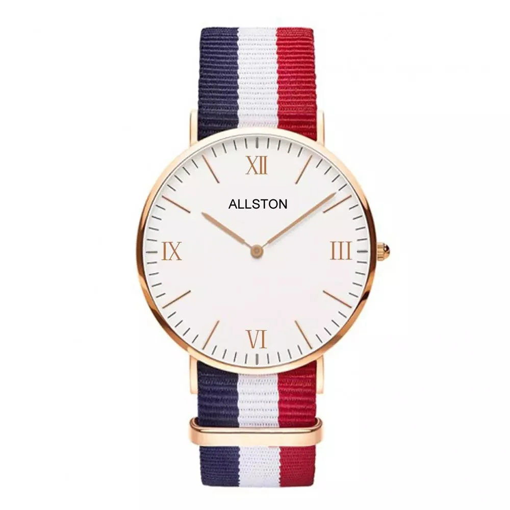 ASN-21 Strip Strap Minimalist Women Watch with interchangeable Bands Custom Watches MOQ 1 Nylon and Leather Strap Watch for man