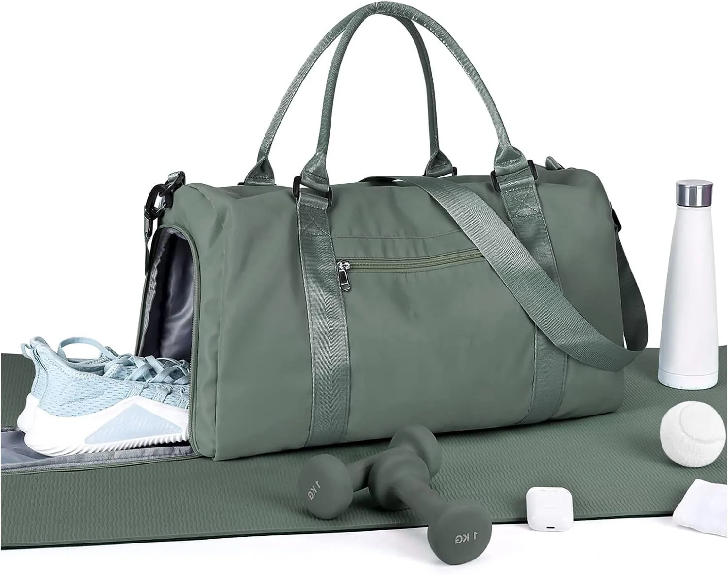Gym Bag Womens Mens with Shoes Compartment and Wet Pocket Waterproof Weekend Overnight Carry on Travel Sports Duffel  Bag