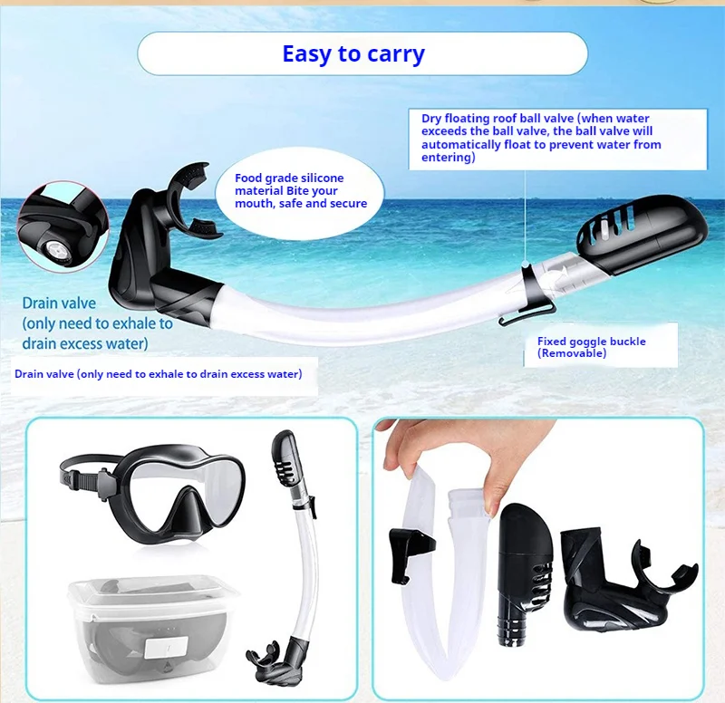 Wholesale Adult Purged Snorkeling Snorkel with Clear Splash Guard  underwater snorkeling