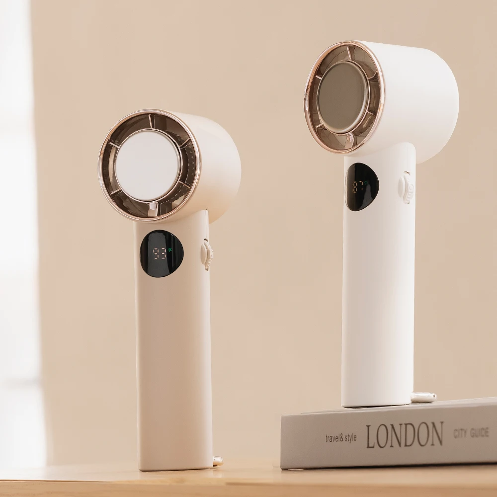 LED Display Strong Stepless Wind Portable Mini Fan Cooling Handheld Small Rechargeable Handy  Fan