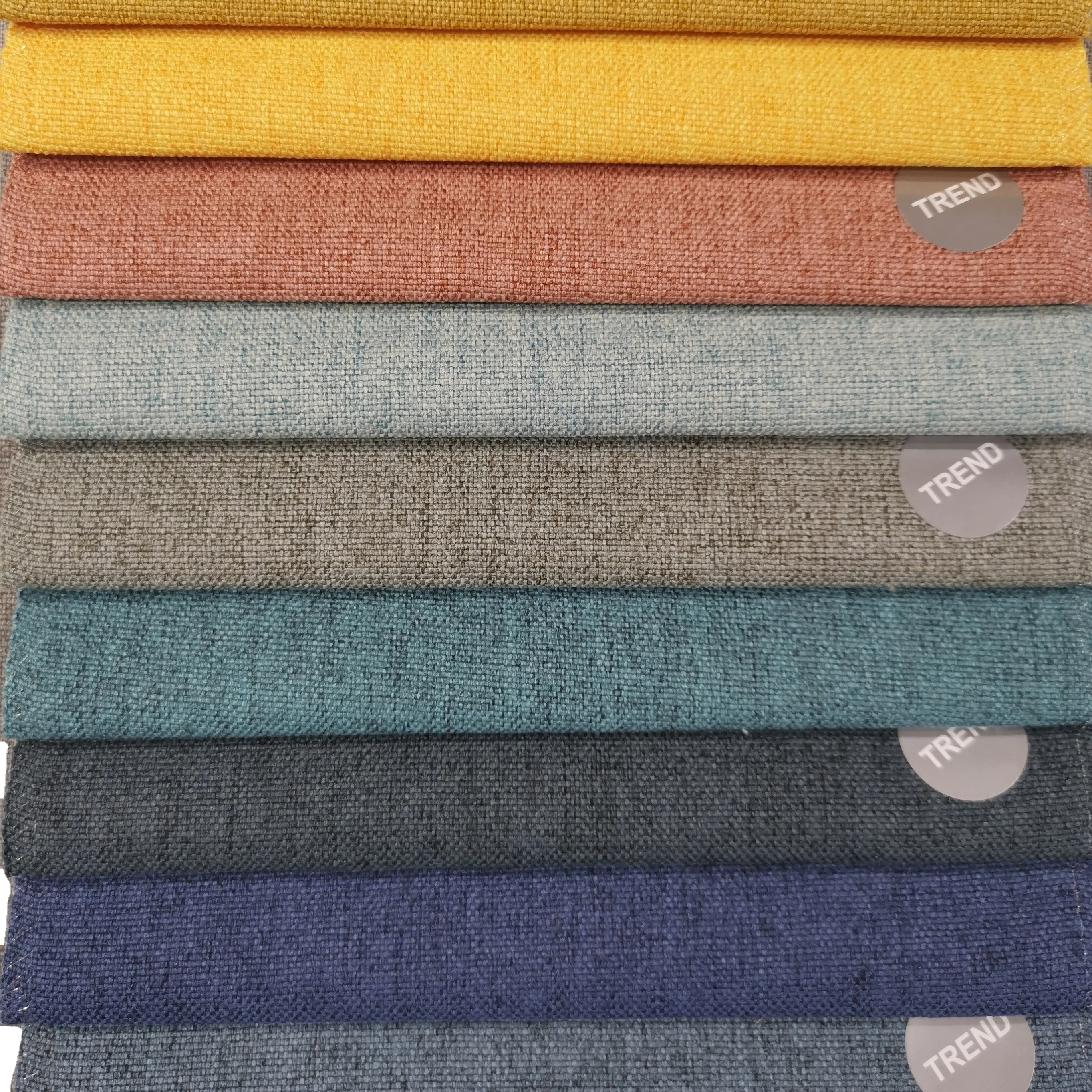 Factory cheap sofa fabric stock lots popular polyester linen furniture fabric