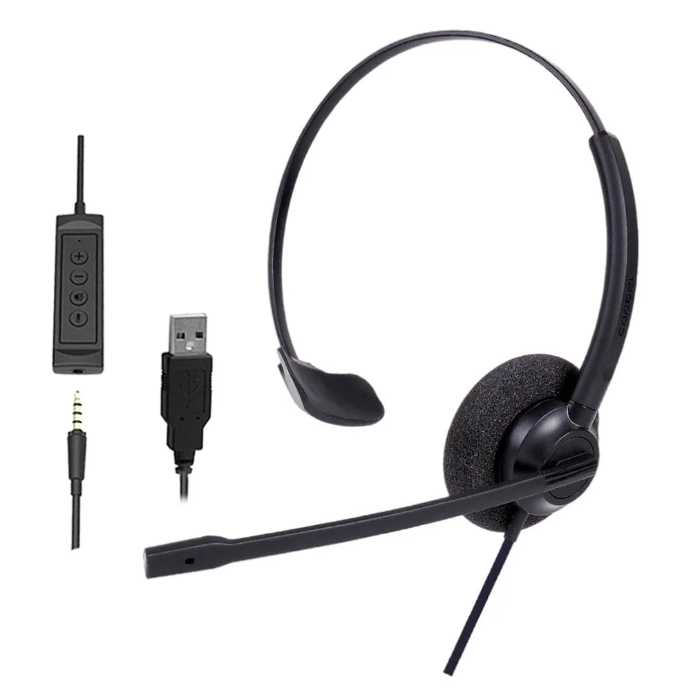 Low Price OEM Call Center Headsets with ENC Microphone Jack 3.5mm and USB Connecting Computer and Mobile