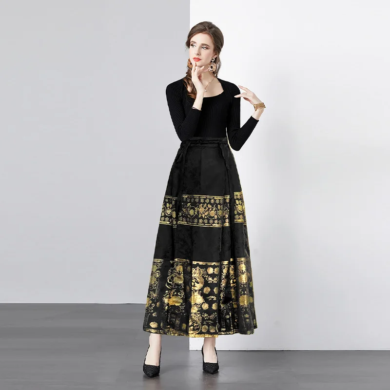 Women Clothing Dress High Quality Elegant 2 Piece Set for Women Top and Silk Dress Set Clothing Wholesale