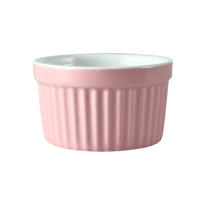 
Wholesale Round Baking Cake Souffle Dessert Personalized Ceramic Ramekin Bowl 