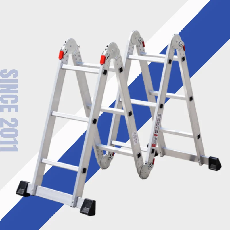 2024 Ladder supplier 4x3 4x4 steps aluminum fold ladder with working platform portable multipurpose ladder