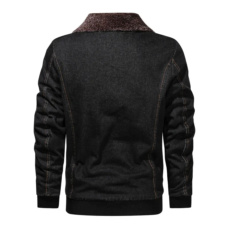 
Men Denim Jacket Trendy Winter Warm plus Fleece Coats Outwear Fashion lapel collar Jean Jackets Cowboy 