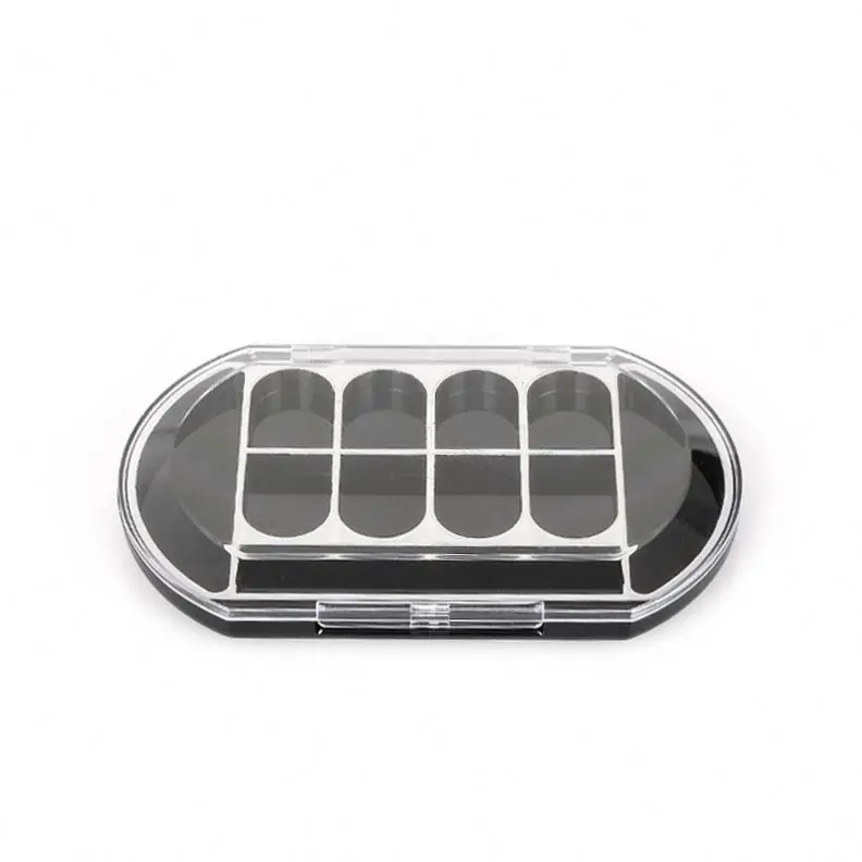 Customization Black Rectangle Plastic Eyeshadow Case Empty Eyeshadow Palette with Space for Brush Cosmetic Cases with Clear Lid