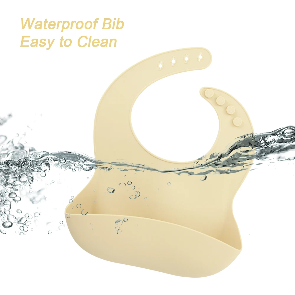 Best-Selling Silicone Bib Waterproof Silicone Bibs For Babies Toddlers Adjustable Feeding Bibs With Food Catcher Feeding