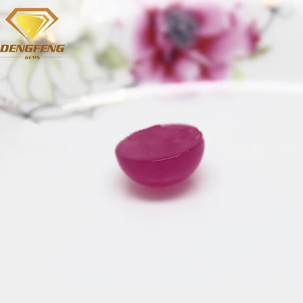 Oval Shape Flat Bottom Purple Red Natural Agate Stone