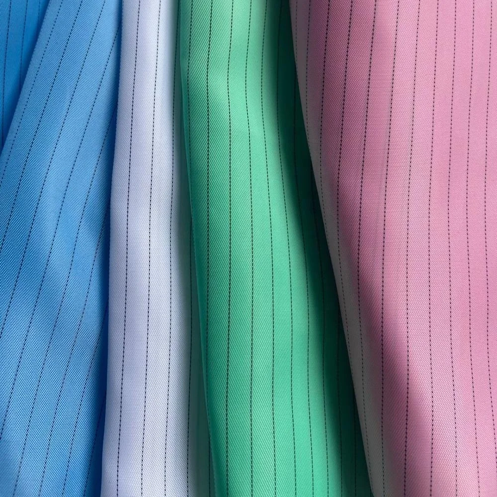 98% полиэстер 2% углеродное волокно ESD Антистатическая проводящая ткань для спецодежды Чистая