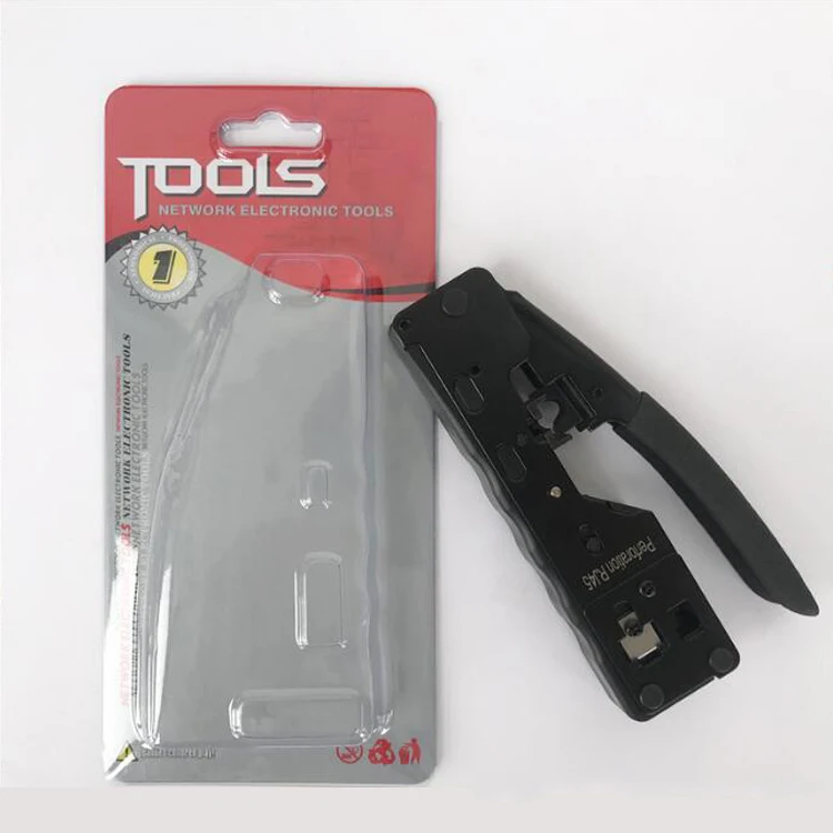 RJ45 Crimp Tool Pass Through Crimper Cutter for Cat6a Cat6 Cat5 Cat5e 8P8C Cat7 Multi Function for RJ11/RJ12 Network Crimp Tool