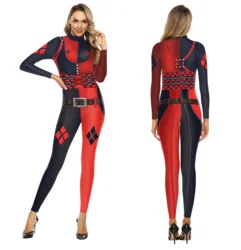 Hot Sale Bodysuit Halloween Costumes One-Piece Wonder Woman Pattern Print Cosplay Tight Jumpsuit One-Piece Long Sleeve Sexy
