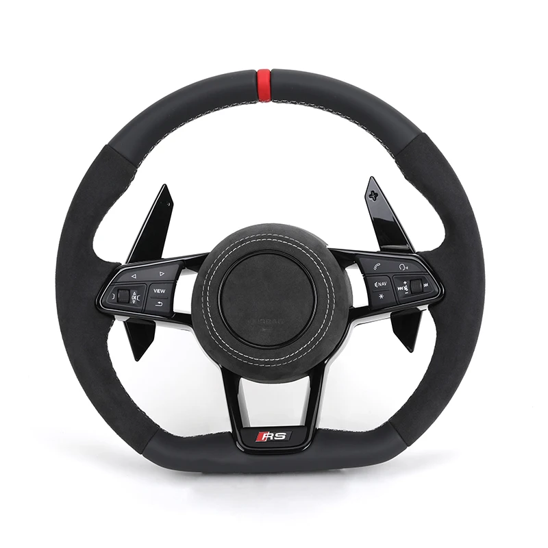 Custom RS R8 Volant Half Alcantara Leather Steering Wheel for Audi A3 A4 B6 RS6 C8 RS3 8V SQ8 SQ5 B8 B8.5 B9.5 Q3 S3 2015 2024