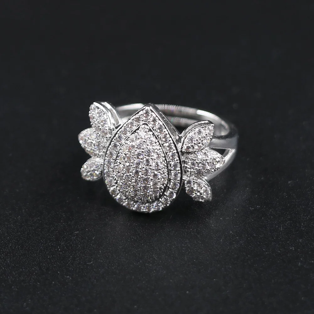 Bedazzled African Luxury Fashion Rhodium Plating Wedding Dubai Women Big Zirconia Jewelry Set