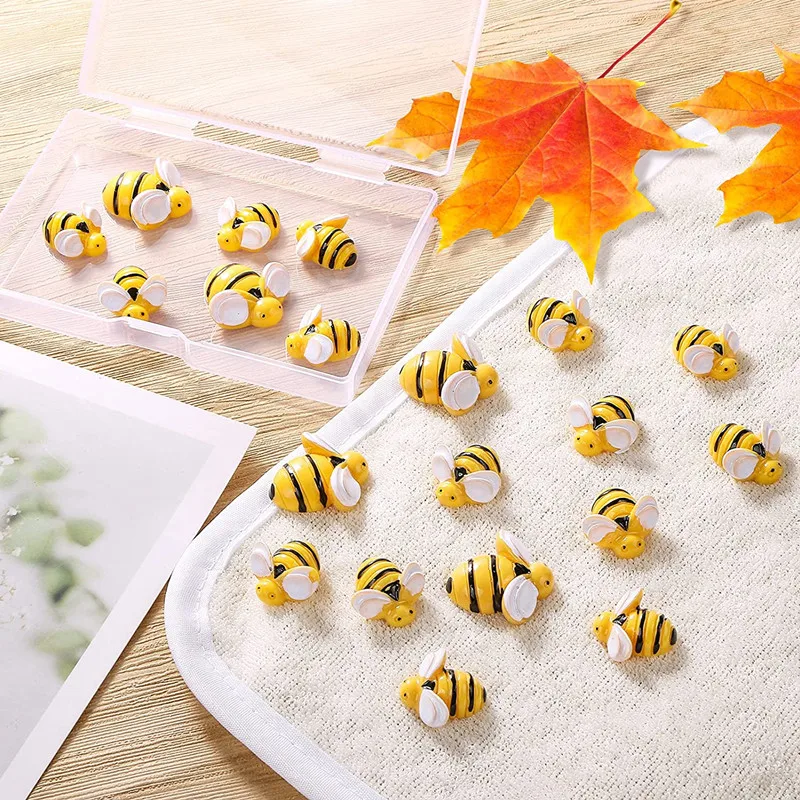 40 Pieces Tiny Resin Garden Bumblebees Embellishment Bee Decors with Box,  for DIY Crafts Scrapbooking Party Home Decor