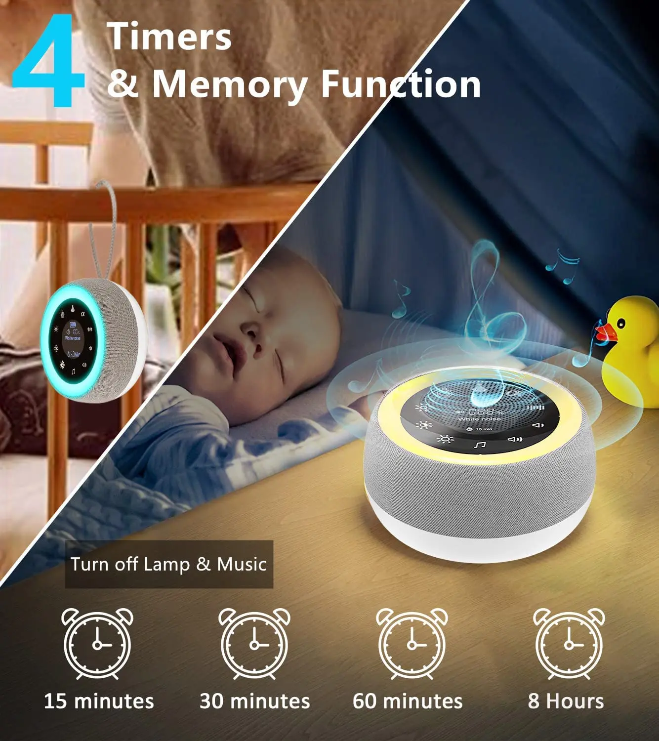 YOUMAY 2 in 1 White Noise Machine Sleep Sound Machine with 7 Colors Night Light 32 Soothing Sounds sleep machine