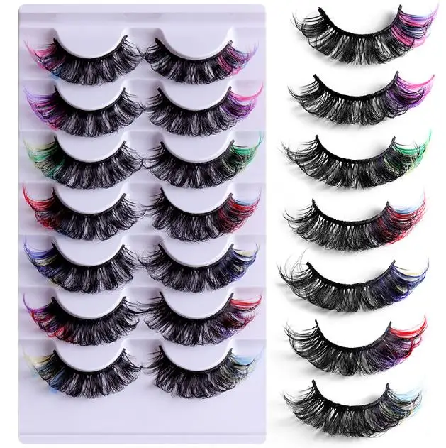 Free sample High same mink hair color eyelashes thick curling eye end false eyelashes