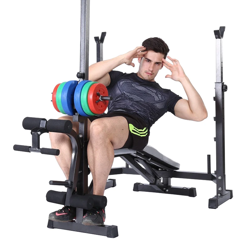foldable gym workout flat weight lifting squat dumbbell benches & racks with bench press