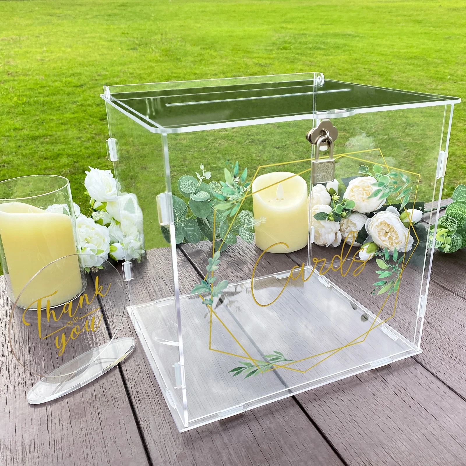 Ourwarm Money Gift Custom Reception Invitation Box Lock Wishing Well Acrylic Wedding Box for Cards
