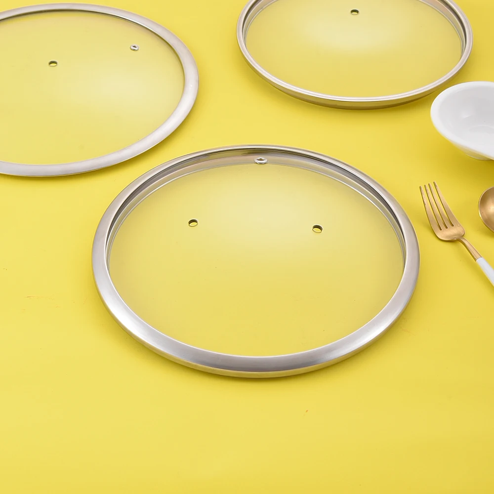 Special Design Widely Used Square Tempered Glass Pan Cover With Handle Aluminum Pan Oval Glass Cover