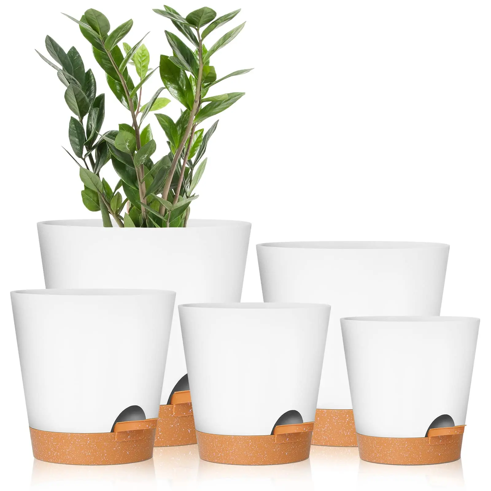 Plant Pots Self Watering Planters with Drainage Hole Plastic Nursery Planting Pot for All House Plants African Violet Flowers