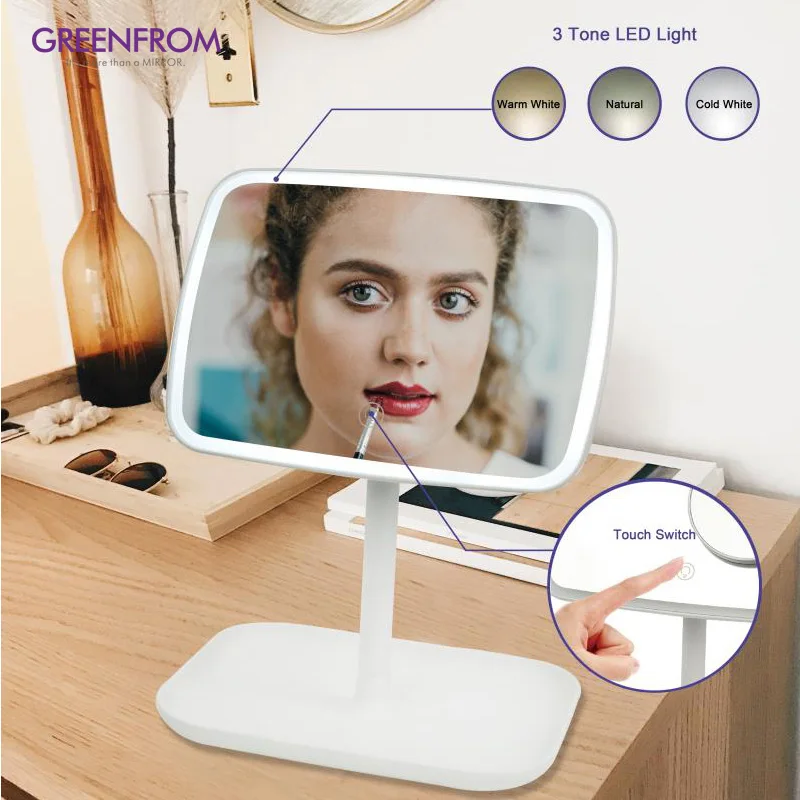 Factory Supplier Touch Sensor Cosmetic Led Beauty Vanity Mirror Portable Table Led Makeup Mirror