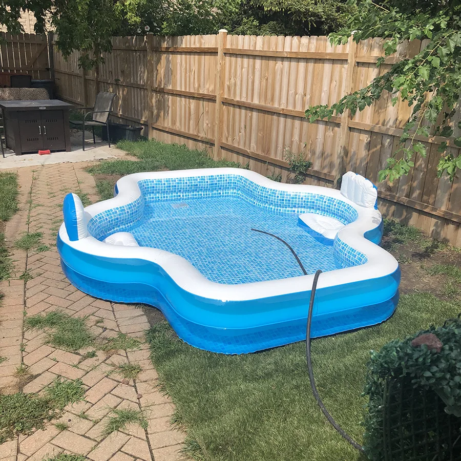 New Product Elegant Family Pool 10 Feet Long 2 Inflatable Seats with Backrests