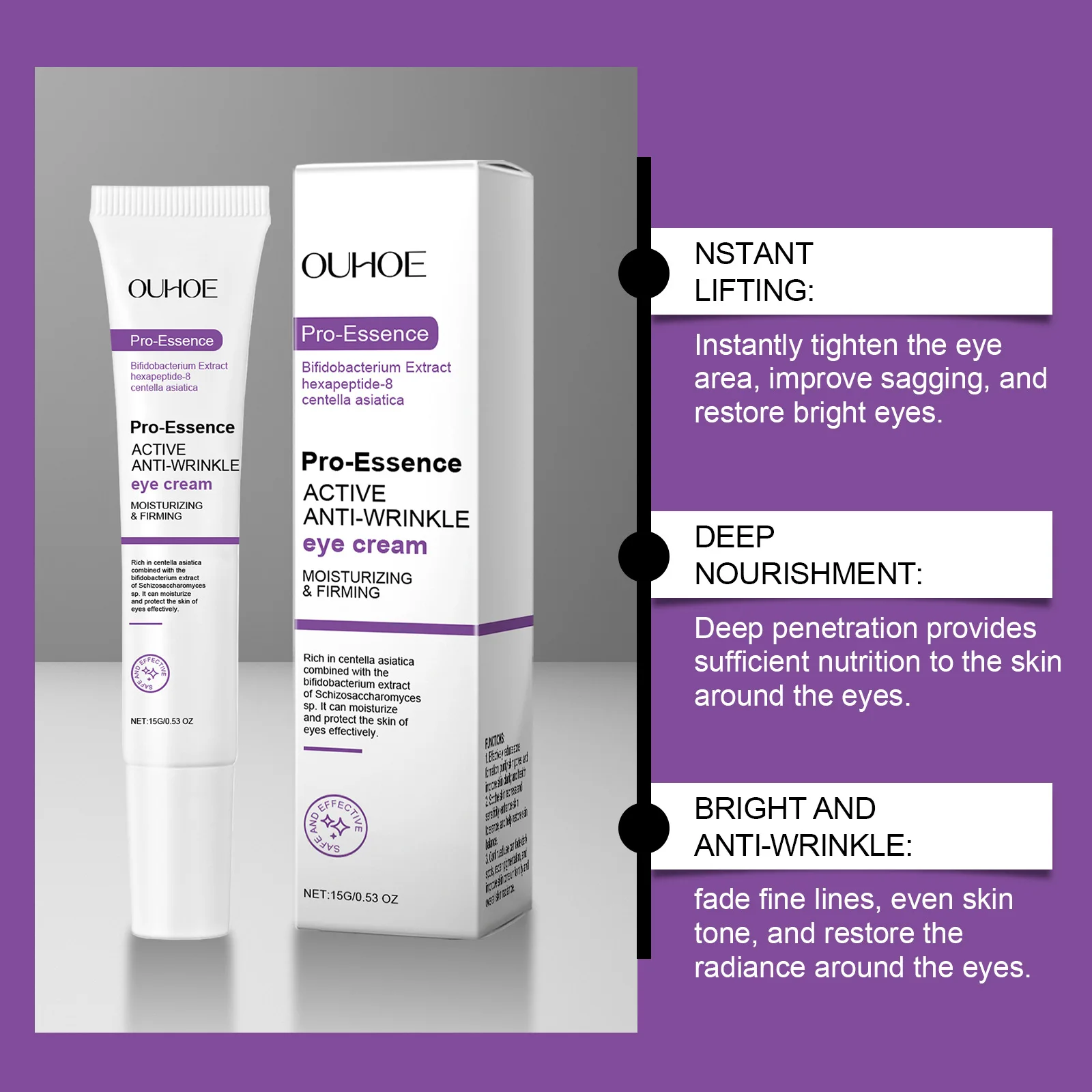 Effective antioxidant, moisturizing and hydrating eye area skin moisturizing massage care eye cream