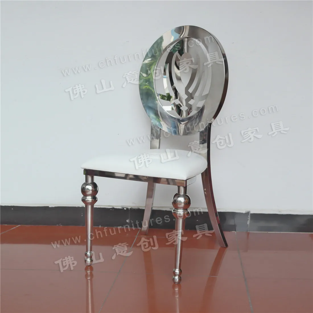 High Quality Modern Silver Stainless Steel White Big Seat Bag Hotel Wedding Banquet Chair