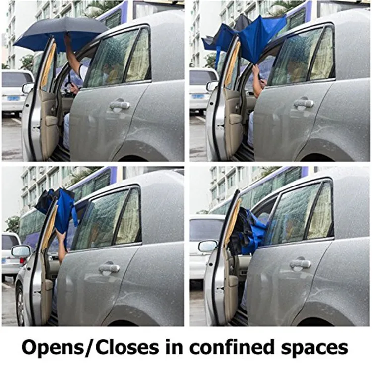 
Custom windproof full body double layer car travel upside down outdoor sun rain reverse inverted umbrellas with logo prints 