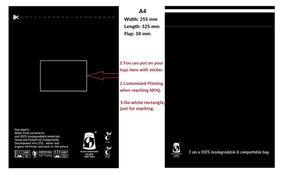 Оптовая продажа с завода, изготовленные на заказ, 100% биоразлагаемые почтовые пакеты
