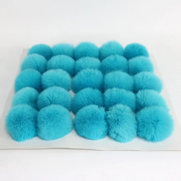 2017 New arrival rabbit fur pom poms 6cm wholesale fur pompons fluffy hairs for keyring shoes