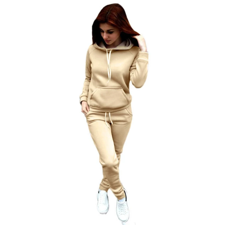 LLDRESS Wholesale Custom Athletic Wear Tracksuits 100 Polyester Hoodies 2 Piece Set women