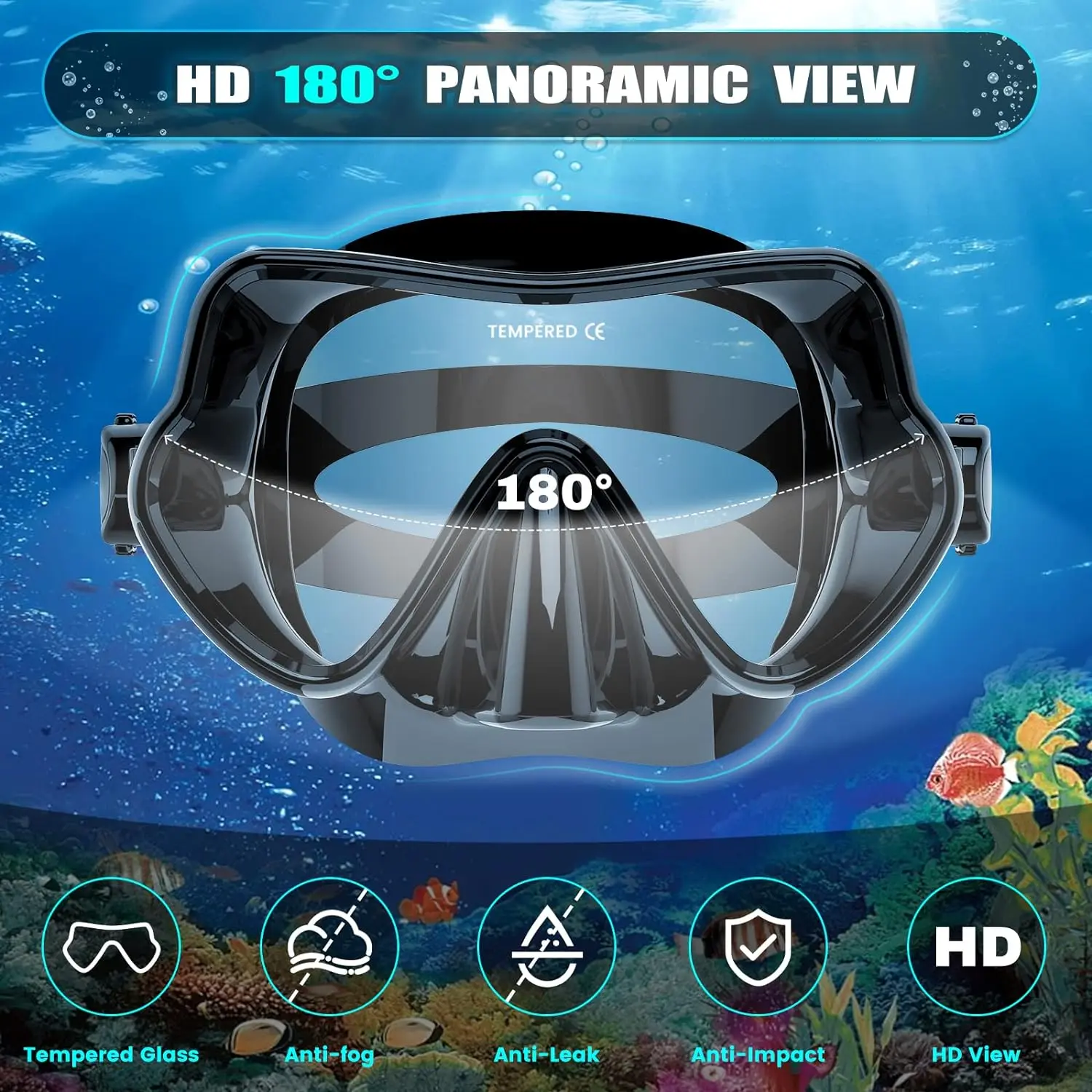 Professional Swimming Products Diving Goggles Mask Snorkel Adjustable Fins Set Silicone Diving Snorkeling Equipment