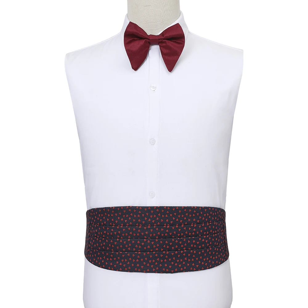 Cummerbund поставщик Cuyino мужской подарок на День Святого Валентина красные сердечки и любовь шелковистый поли жаккард ручной работы темно-синий Cummerbund