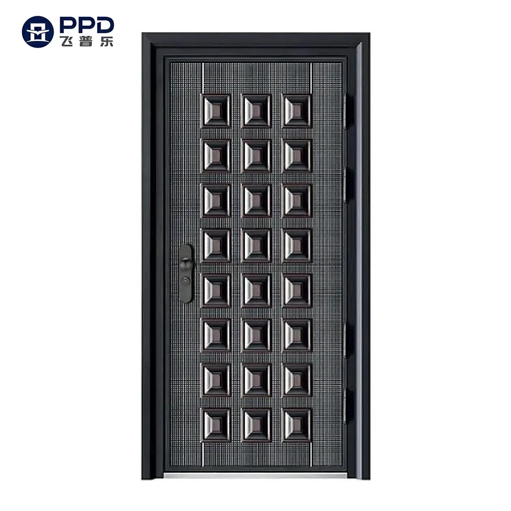Exterior Bullet-Proof Security Cast Aluminium Armoured Single Opening Modern Main Door
