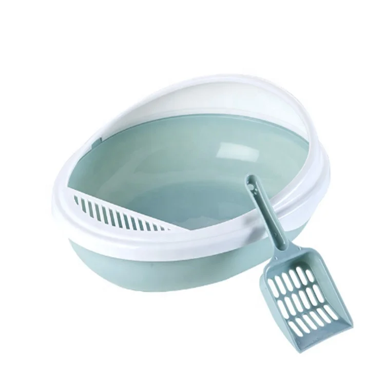 Cat Litter Box  Kitty Litter Basin Semi- Enclosed with Cat Litter Scoop  for Training