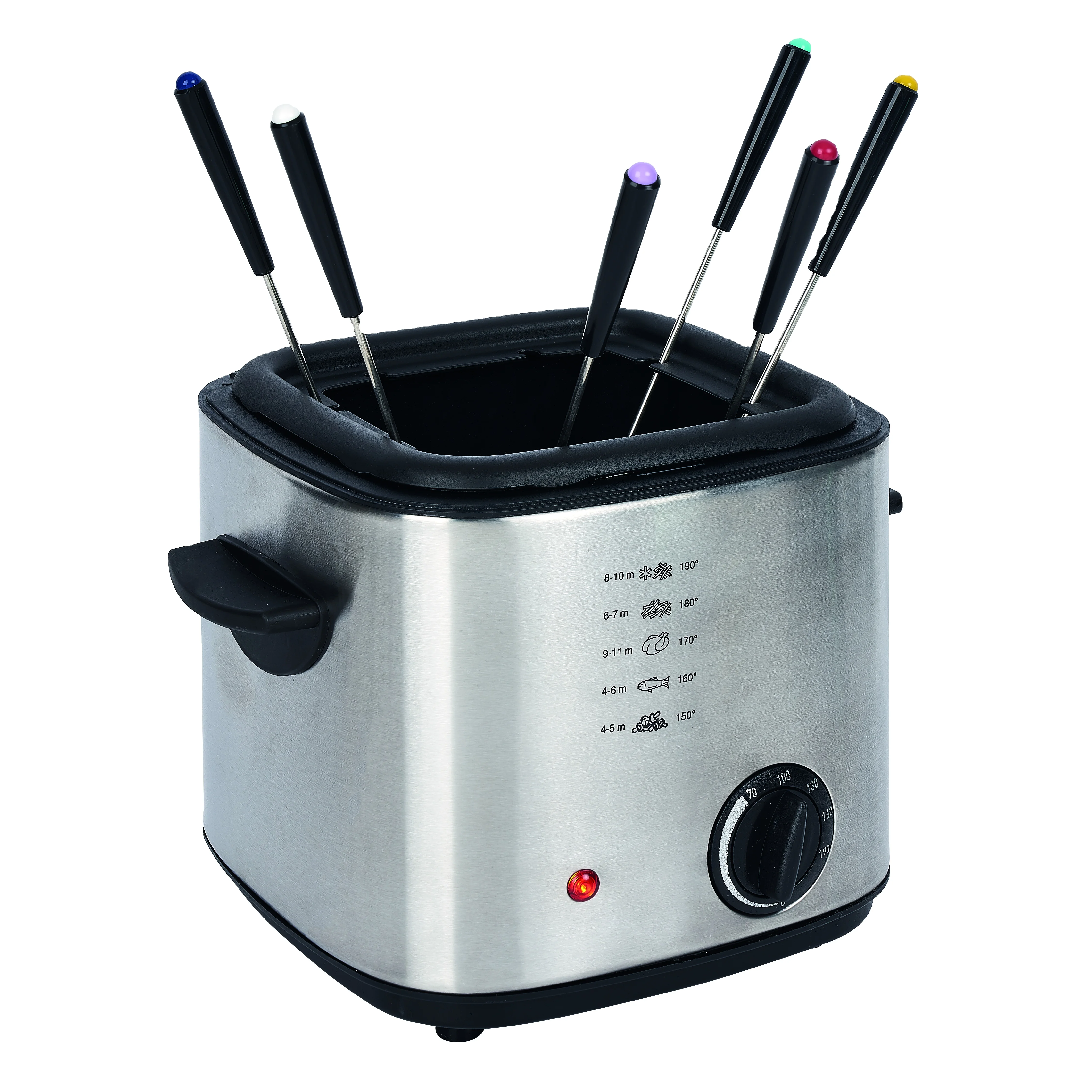 Электрическая фритюрница с функцией фондю, кухонный домашний Съемный контейнер для масла объемом 1,0 л, коммерческий бытовой контейнер из нержавеющей стали