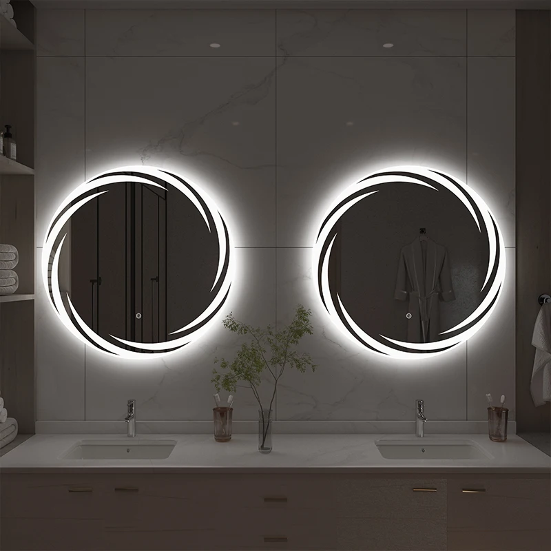 Bathroom Accessories Oval Round LED Mirror Wall Hung Smart Bath Mirror With LED Light for Bathroom