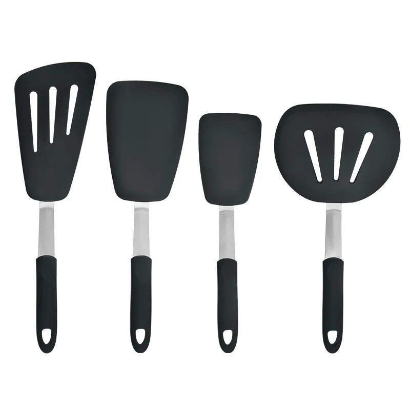 5pcs Enlarge Silicone kitchen utensils set with TPR Handles Kitchen tools Fish Turner Slotted Fry Turner in Big Size