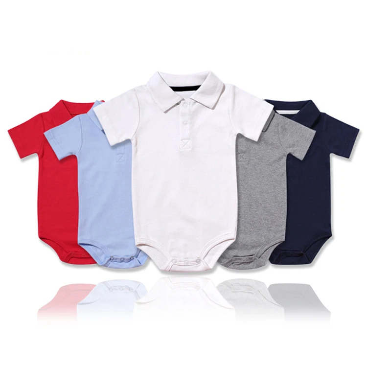 Baby boys summer clothes 100% cotton Polo Collar Baby Romper custom bodysuits Blank Body Suit 0-2 years Baby clothes for Newborn