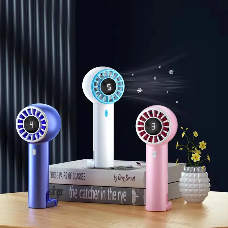 2024 New Arrival USB Mini Fan 3 Speed Wind Air Cooling Portable Desktop Handheld with Rechargeable Feature and Holder