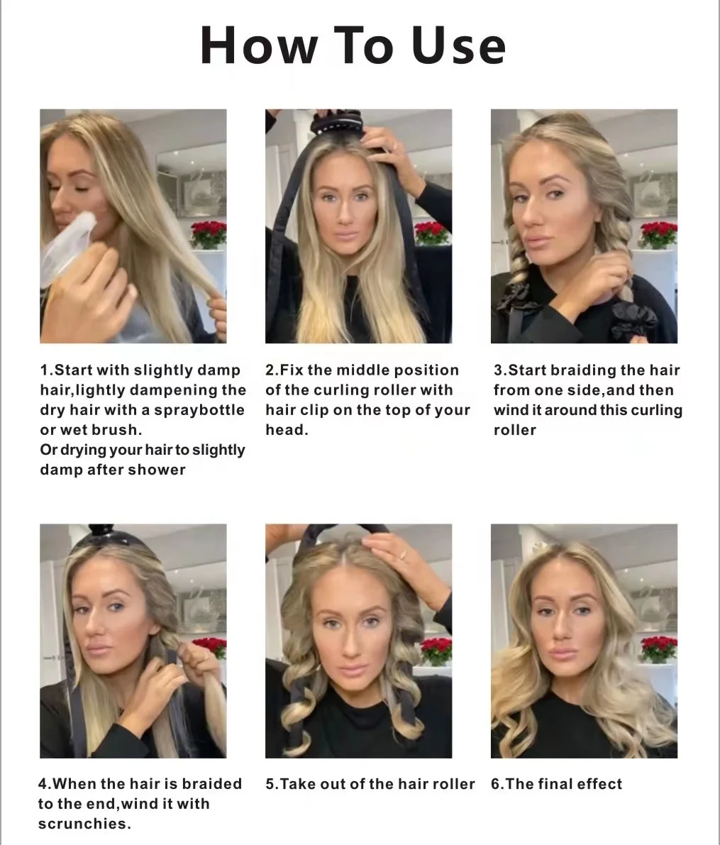 New Hot DIY Satin Silk Magic Foam Sponge Hair Curler No Heat Hair Roller Curling Rob Headband with Scrunchies