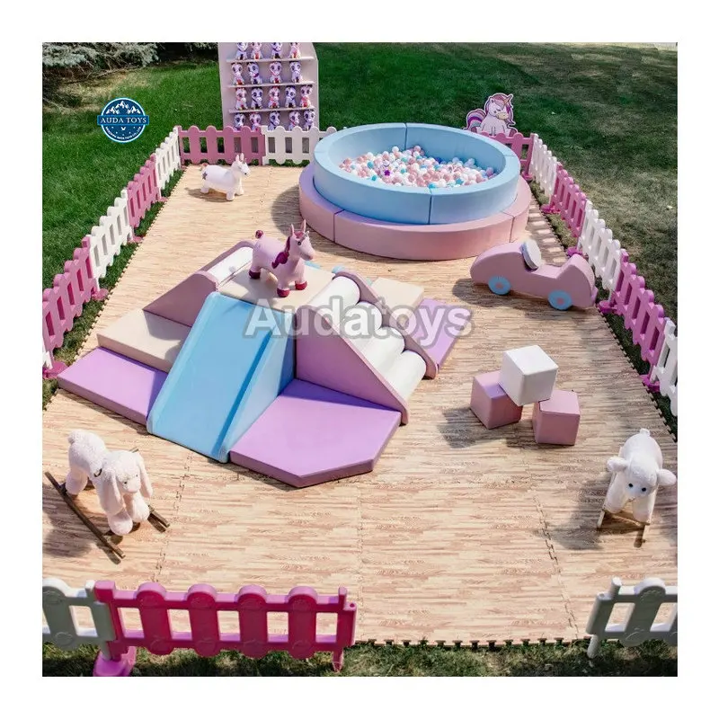 Pink And White Children Outdoor Garden Foam Play Soft Soft Play Equipment For Party Rental