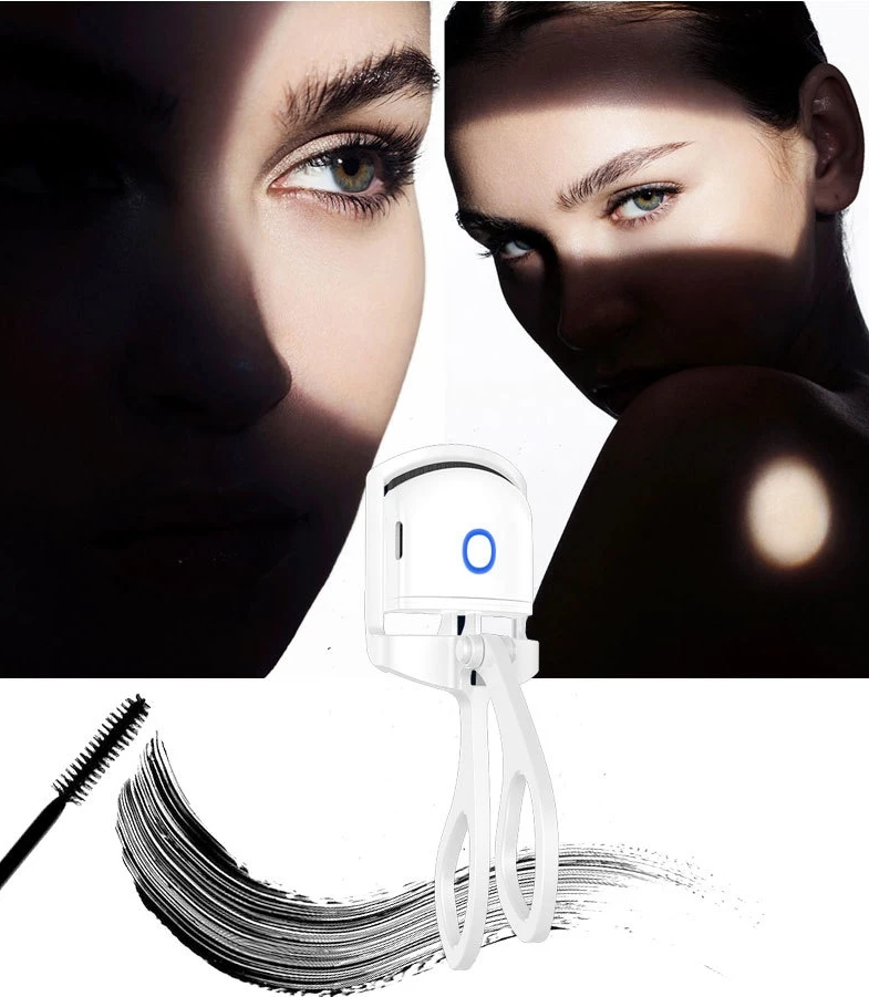 Wholesale Pink white Mini Electric Heated Eyelash Curler makeup Tools Set Eye Lash Curler for Girls
