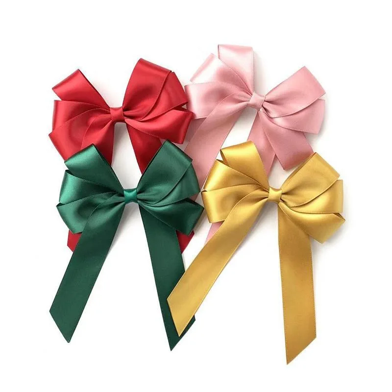 Professional Handmade Gift wrapping packaging Pre-tied Satin Ribbon bow 9.5cm bows