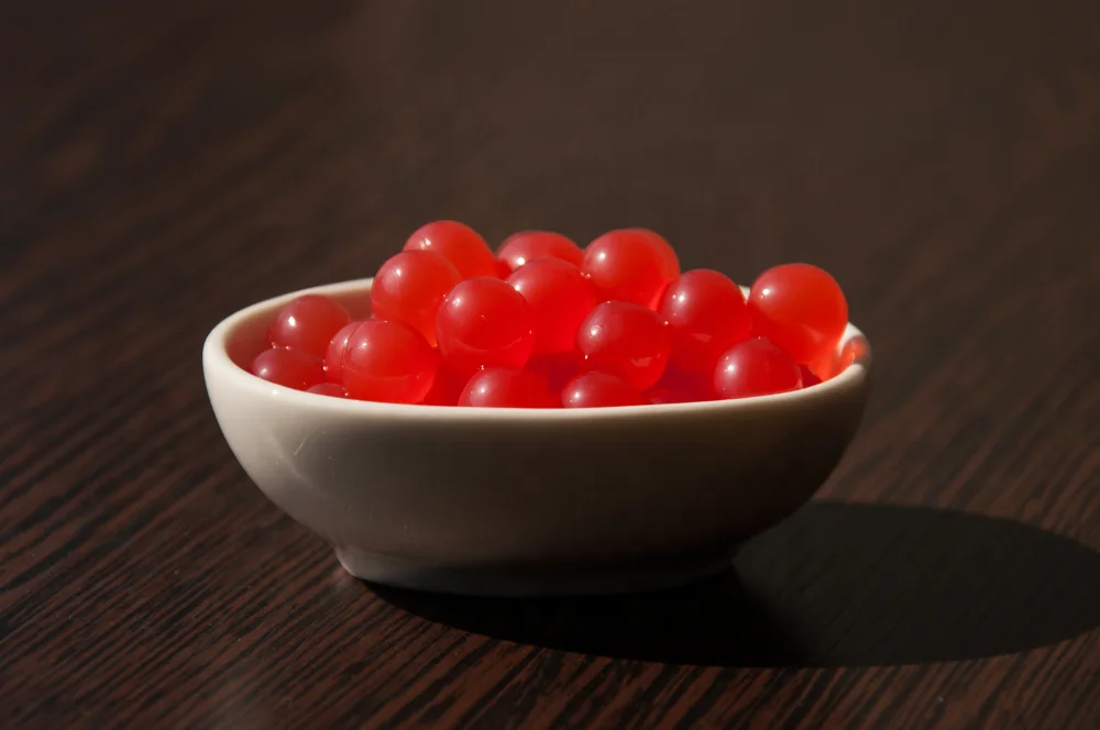 Taiwan Manufacturer Konjac Passionfruit Popping Boba Cherry Flavor 5Kg Ready To Eat