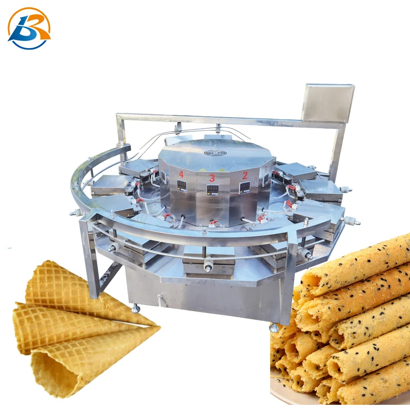 Automatic Vietnamese Home Use Restaurant Wafer Egg Roll Dutch Stroopwafel Machine Ice Cream Cone Manufacture Line